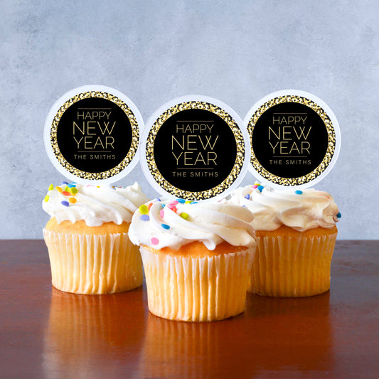 Custom Happy New Year Cupcake Toppers