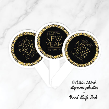 Custom Happy New Year Cupcake Toppers