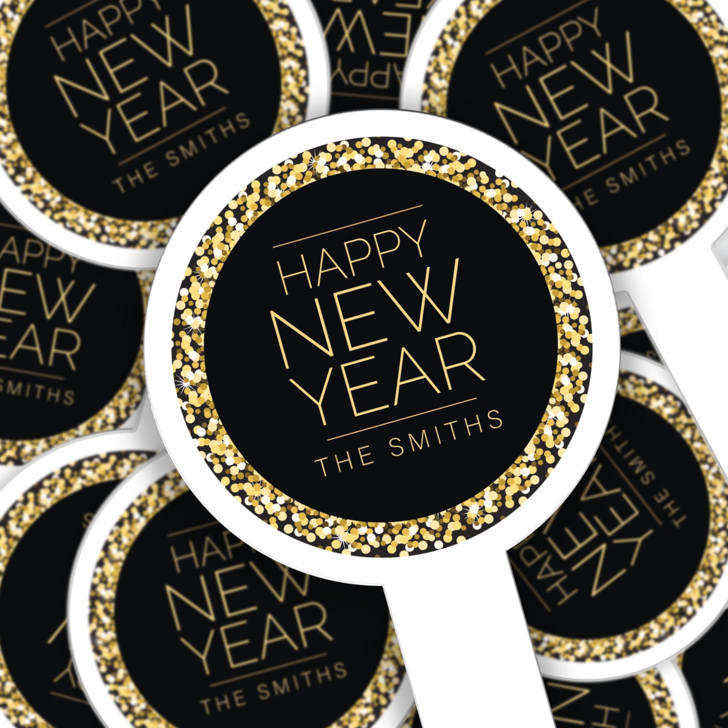 Custom Happy New Year Cupcake Toppers